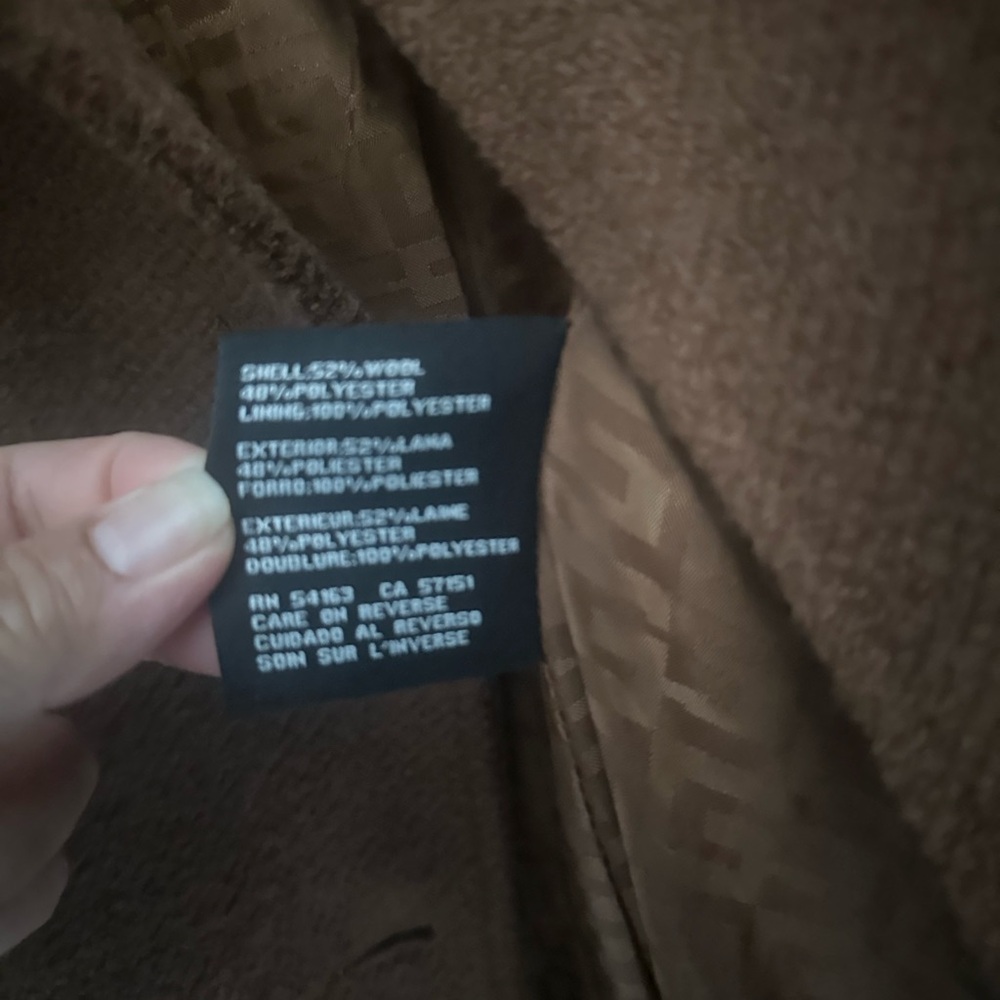 Double-Breasted Brown Wool Blend Coat.
If you are 5’4, it will be mid calf. - Picture 5 of 6